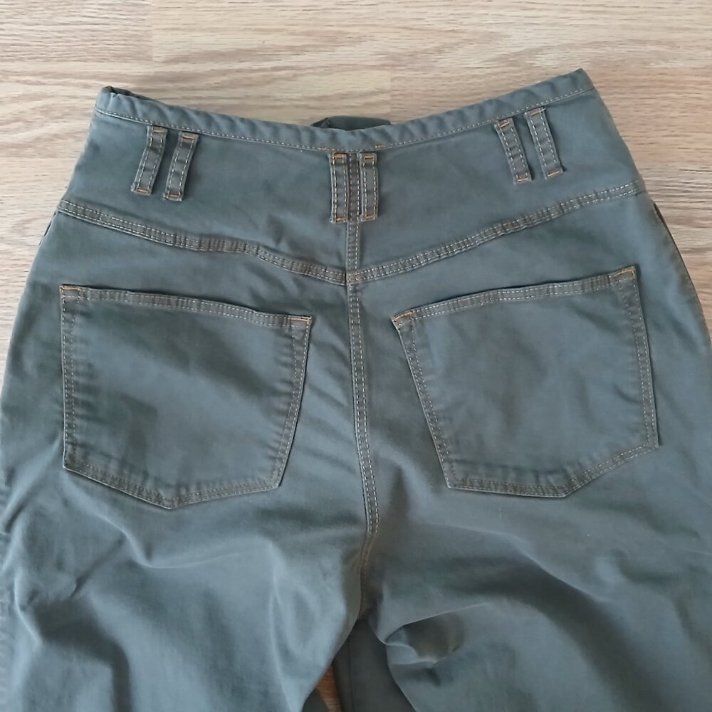 Massimo Dutti High Rise Wide Leg Stretch Trouser Pants Green Size Medium - Picture 4 of 8